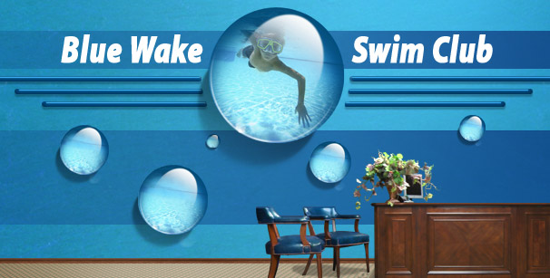 We design custom printed wallpaper - sample swim club